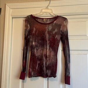 BKE Burgundy Long Sleeve Top